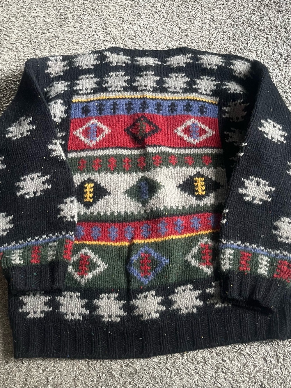Vintage Men’s Woolrich Aztec Navajo Heavy Knit Sweater 90s Size XL Native Wool - Picture 5 of 6